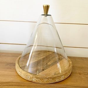 Chrissy Teigen glass Cloche wood plate